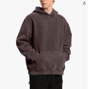 FAIABLE Mens/Womens Hoodies Oversized Unisex Acid Wash - Large